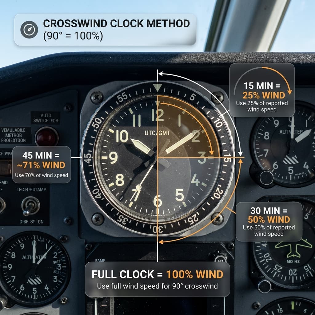 Aviation Clock Method for mental crosswind calculation